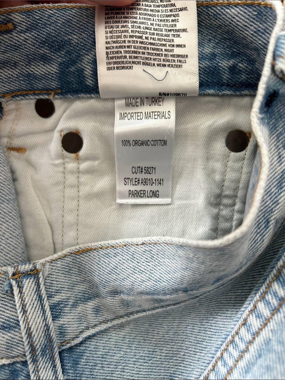 Agolde Parker Vintage Cut Off Long Blue Distressed Jean Shorts Size 26 - Picture 9 of 12